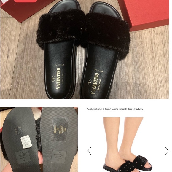 valentino fur slides